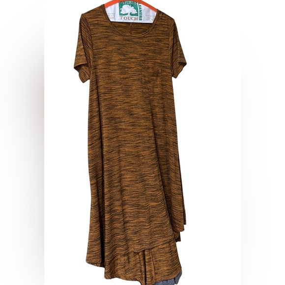 LULAROE copper and black Heather stripe high low XS dress - Picture 1 of 7